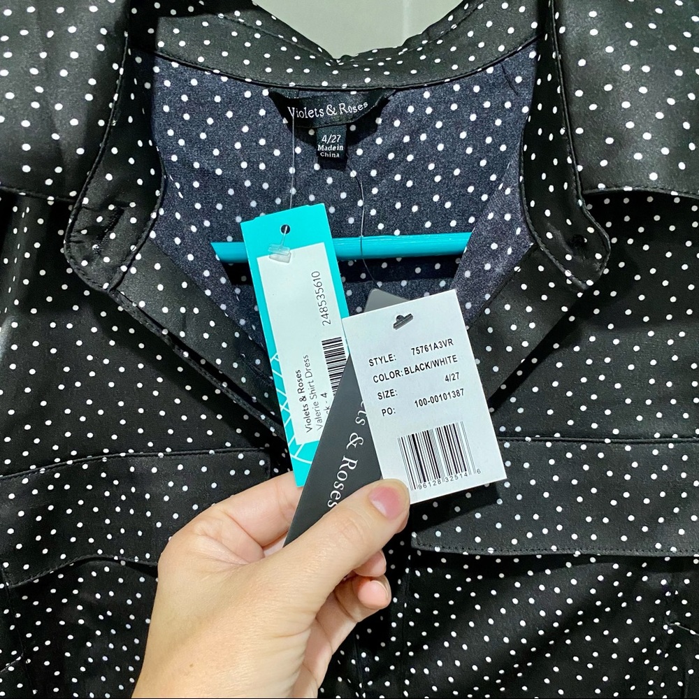 NWT Violets & Roses polka dot shirt dress size 4 - Picture 6 of 10